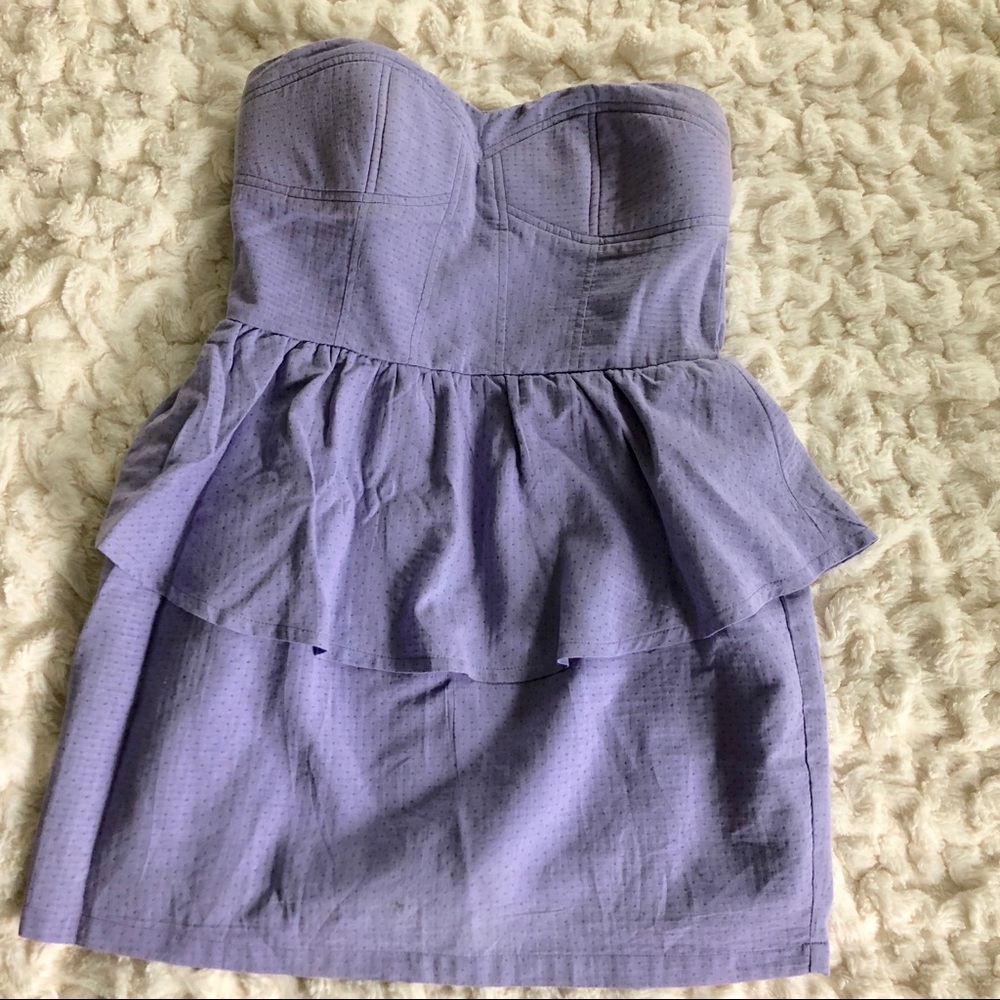 Lilac peplum strapless dress